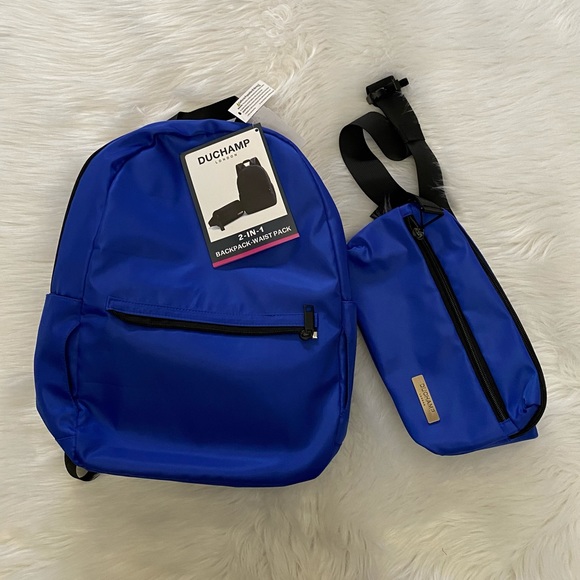 NEW wTag-DUCHAMP Blue 2-in-1 Backpack and Waist-pack - Picture 1 of 5